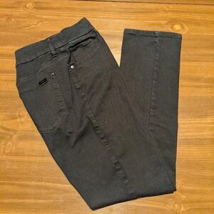 CHICO'S SO SLIMMING GIRLFRIEND STRAIGHT LEG BLACK DENIM JEANS - 8S